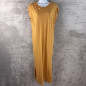 FP Beach All Day Long Dress Womens‎ Size Medium Mustard Yellow Side Slit
